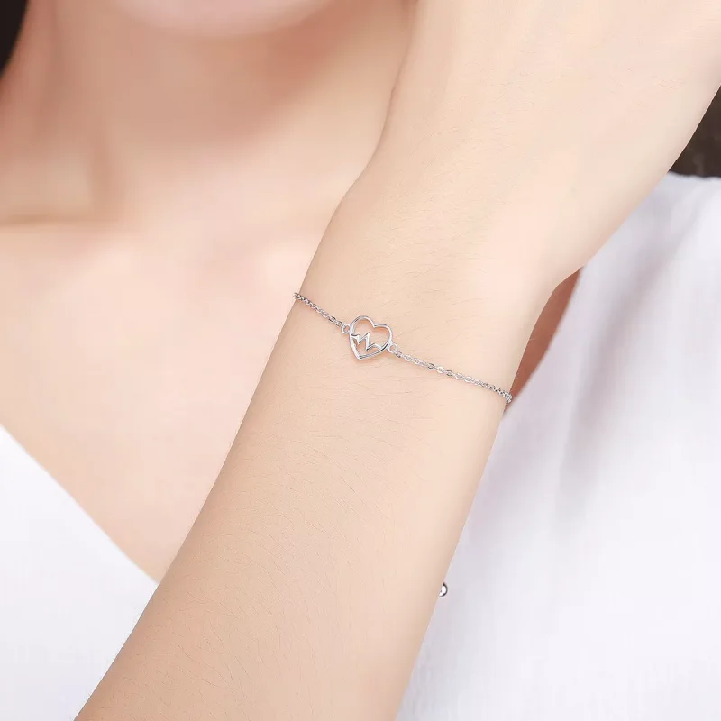 (bild till) Pandora Stil Armband Älskar Kardiogram - Scb019 - View 2