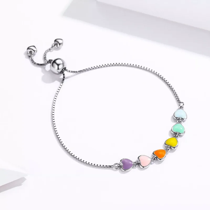 (bild till) Pandora Stil Armband Rainbow Hearts - Scb158 - View 3