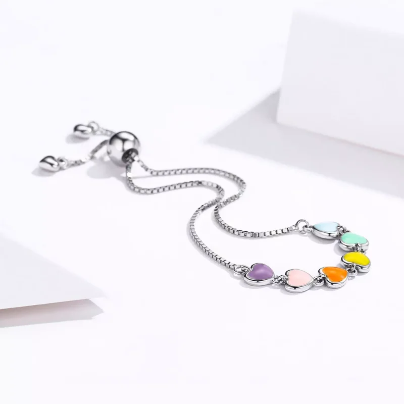 (bild till) Pandora Stil Armband Rainbow Hearts - Scb158 - View 4