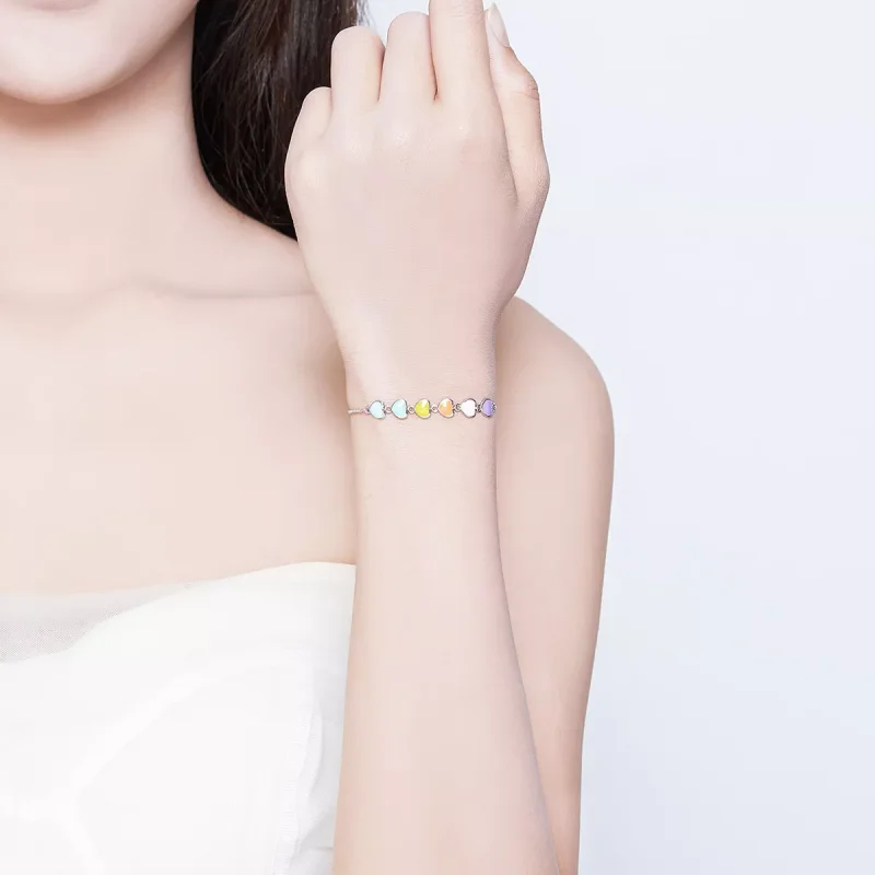 (bild till) Pandora Stil Armband Rainbow Hearts - Scb158 - View 5