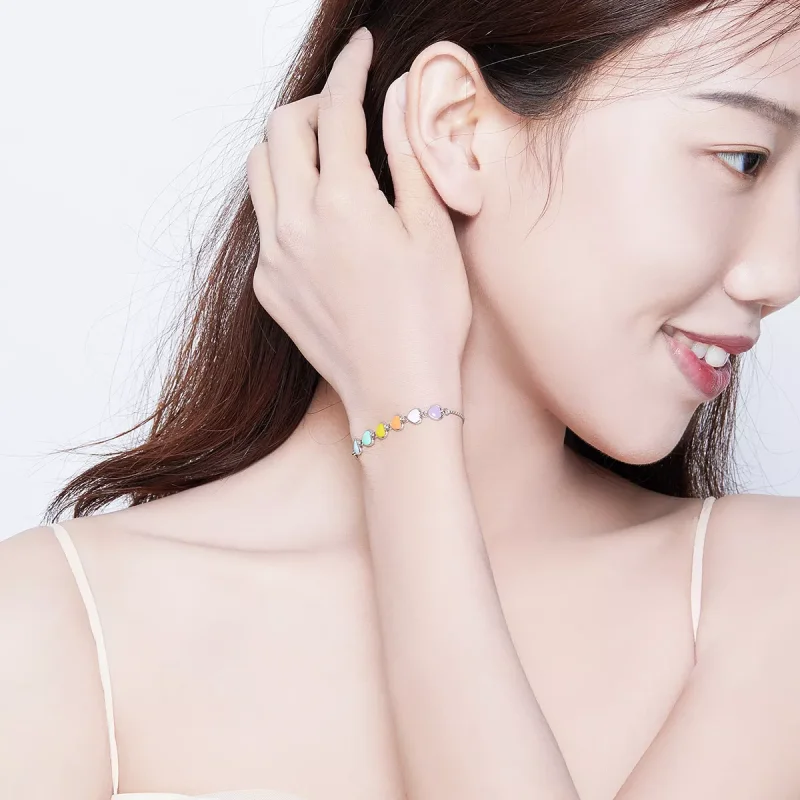 (bild till) Pandora Stil Armband Rainbow Hearts - Scb158 - View 6