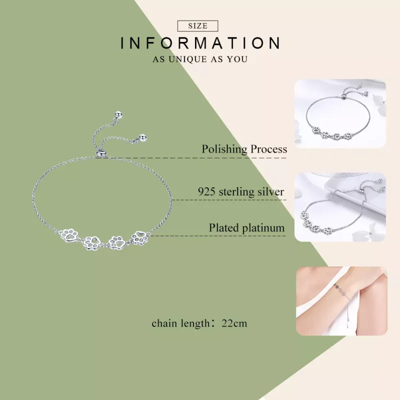 (bild till) Pandora Stil Armband Söt Pet Claw Marks - Scb096 - View 5