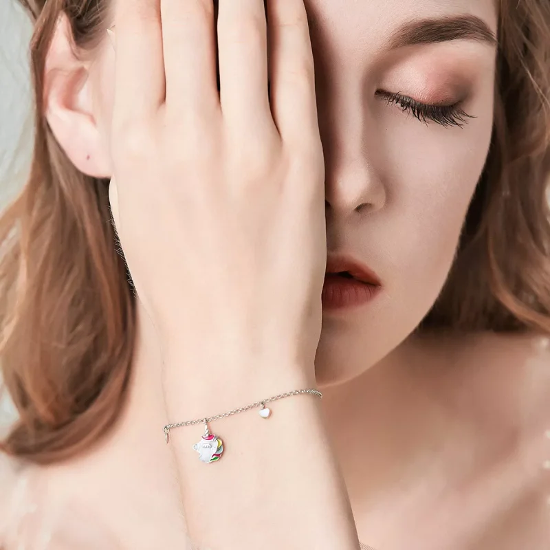 (bild till) Pandora Stil Armband Unicorn Minne - Scb106 - View 2