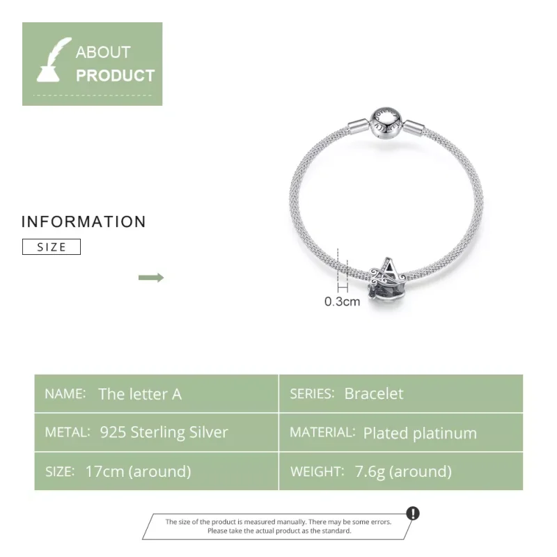 (bild till) Pandora Stil Armring Bokstaven A - Scb829 - View 5