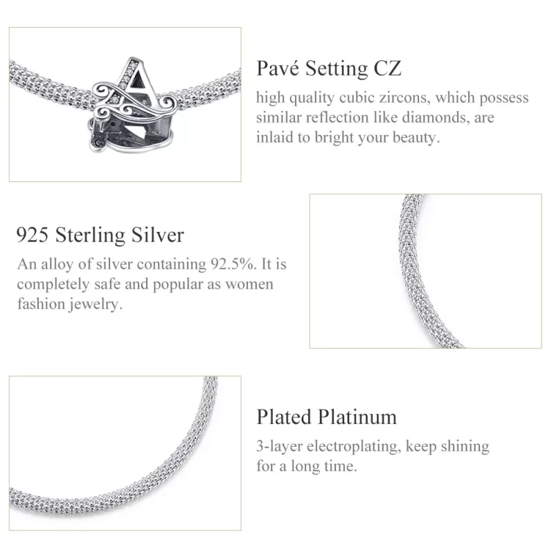 (bild till) Pandora Stil Armring Bokstaven A - Scb829 - View 6