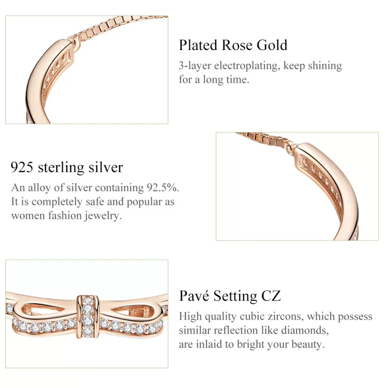 (bild till) Pandora Stil Armring Söt Bowknot 14 Karat Roséguld - Scb108-C - View 6