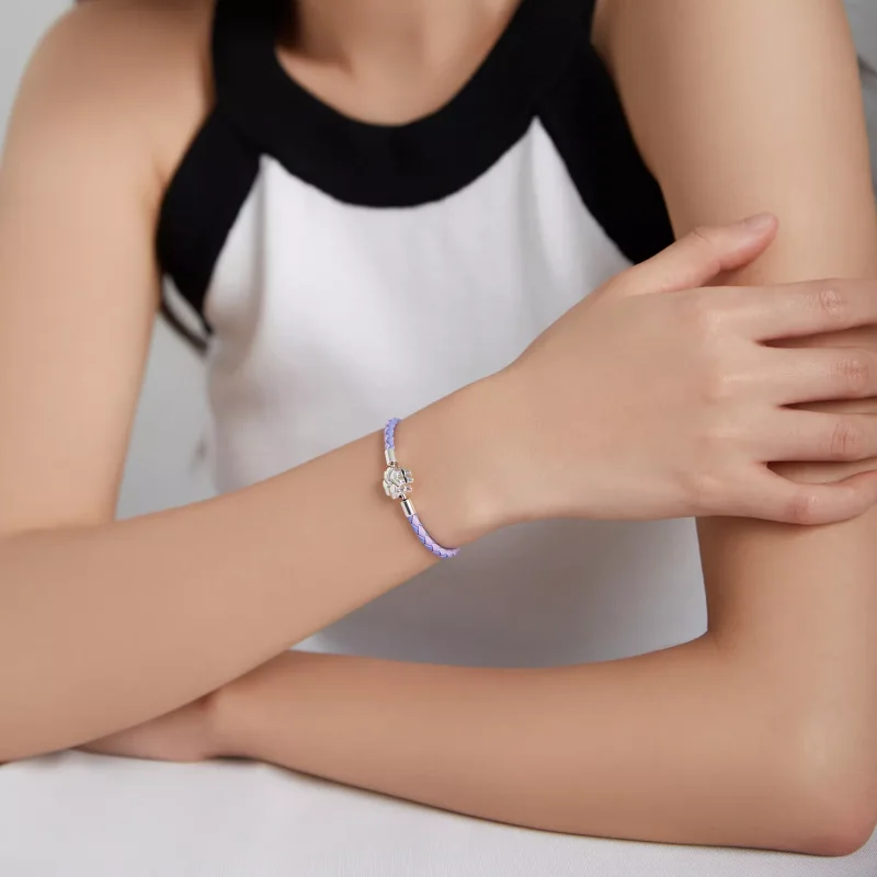 (bild till) Pandora Stil Läderarmband Lyckoklöver - Scb214 - View 5