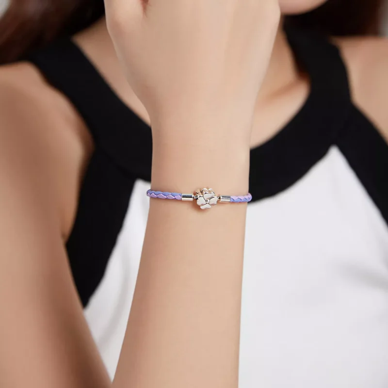 (bild till) Pandora Stil Läderarmband Lyckoklöver - Scb214 - View 6