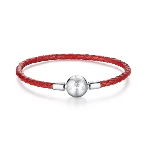 (bild till) Pandora Stil Läderarmband Rött Läder - Bsb042