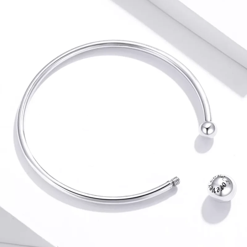 (bild till) Pandora Stil Öppen Armring Silverboll - Scb198 - View 3