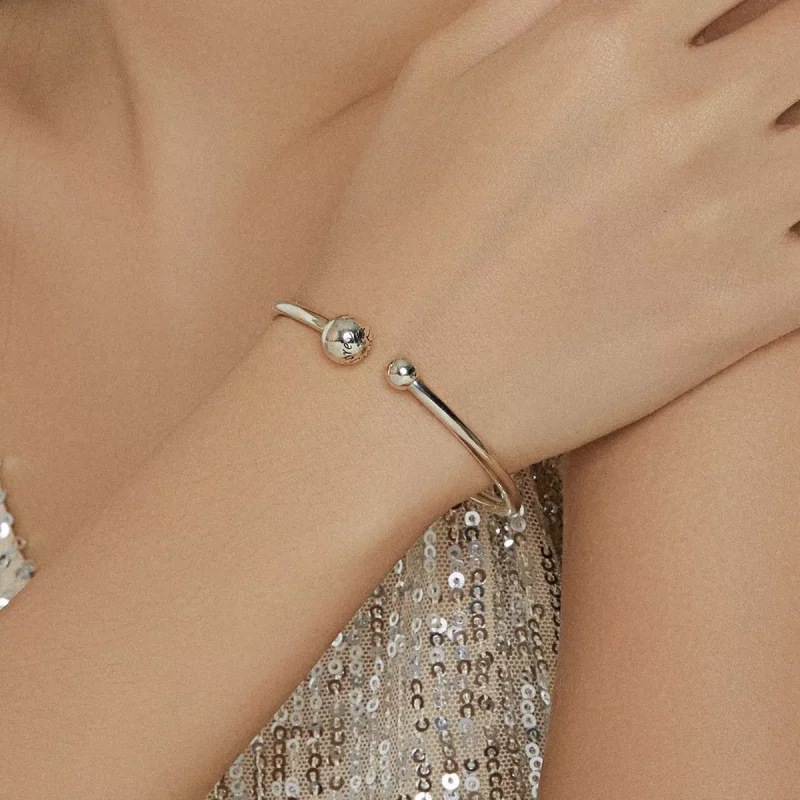 (bild till) Pandora Stil Öppen Armring Silverboll - Scb198 - View 6