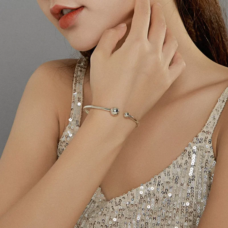 (bild till) Pandora Stil Öppen Armring Silverboll - Scb198 - View 7