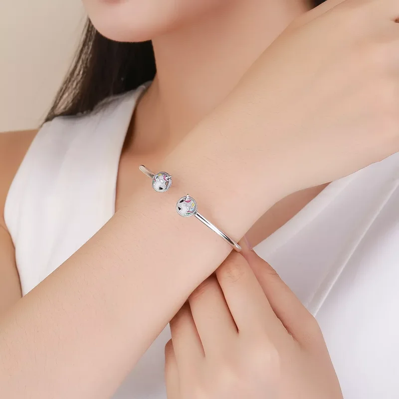 (bild till) Pandora Stil Öppen Armring Unicorn Minne - Scb082 - View 2