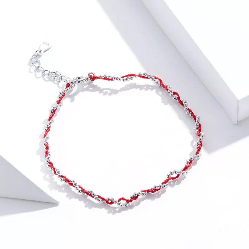 (bild till) Pandora Stil Sladd Armband Röd Rep - Scb173-Rd - View 2