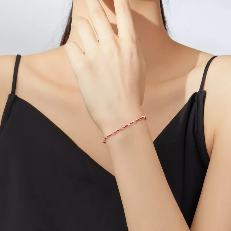 (bild till) Pandora Stil Sladd Armband Röd Rep - Scb173-Rd - View 4