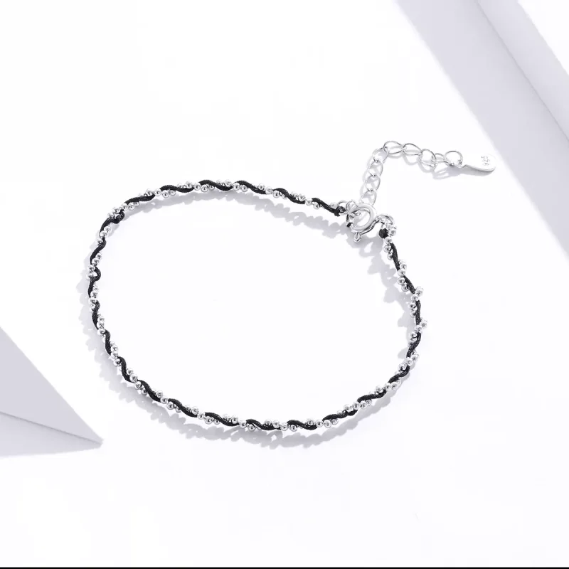 (bild till) Pandora Stil Sladd Armband Svart Rep - Scb173-Bk - View 3