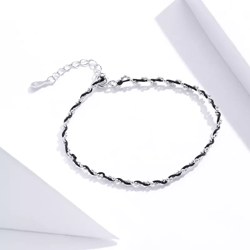 (bild till) Pandora Stil Sladd Armband Svart Rep - Scb173-Bk - View 4
