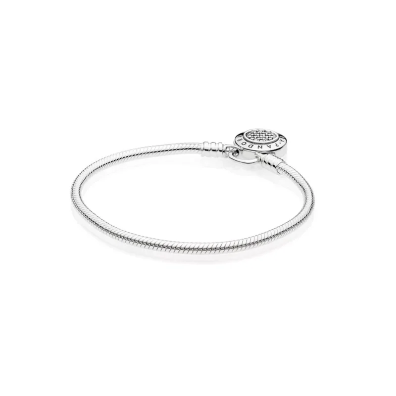 (bild till) Moments Smooth Silver Ormkedjearmband, PANDORA Signature Padlock - View 3