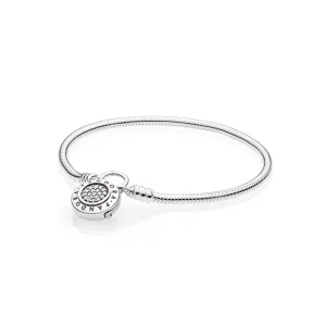 (bild till) Moments Smooth Silver Ormkedjearmband, PANDORA Signature Padlock