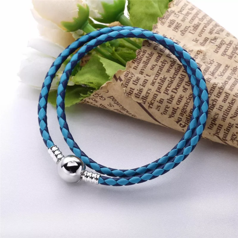 (bild till) Pandora Läderarmband Blandat Blåvävt Dubbelläder - 590747Cbmx-D - View 2