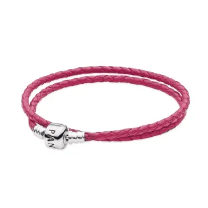 (bild till) Pandora Läderarmband Dubbelt Rosa Läder - 590705Cdb-R
