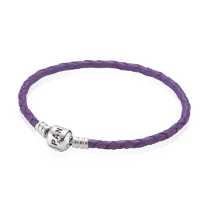 (bild till) Pandora Läderarmband Lila Enkelskinn - 590705Crd-V