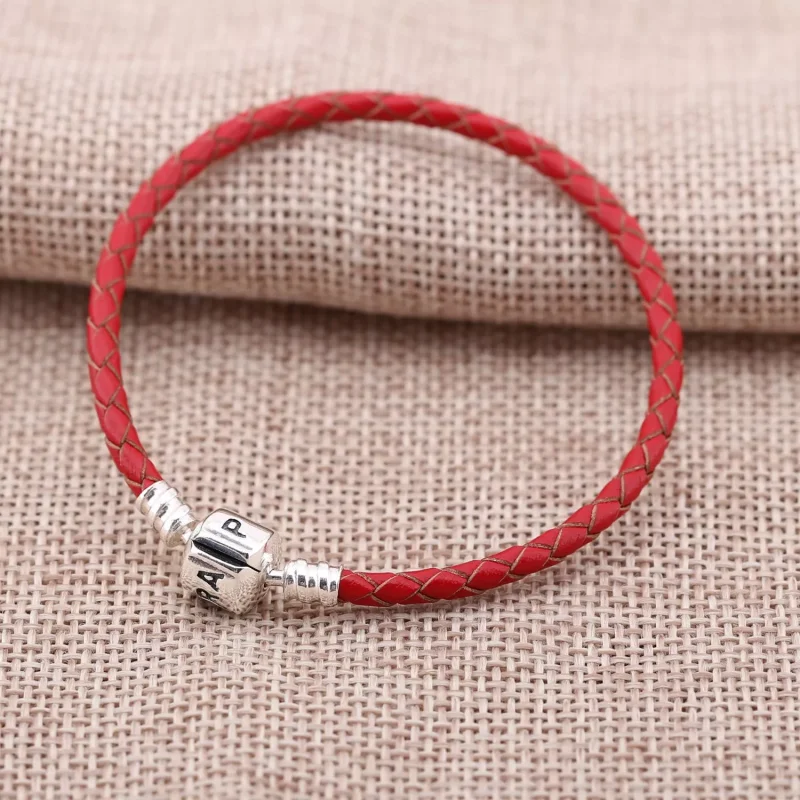 (bild till) Pandora Läderarmband Röd Enkel Läder - 590705Crd-Ro - View 2