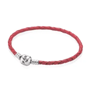 (bild till) Pandora Läderarmband Röd Enkel Läder - 590705Crd-Ro