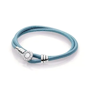 (bild till) Pandora Läderarmband Turkos Dubbel Läder - 597194Ctq-D