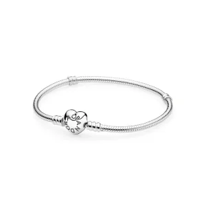 (bild till) PANDORA Moments Heart & Snake Chain Armband 590719