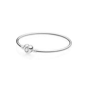 (bild till) PANDORA Moments Silver Armring, Logo Heart Clasp 596268