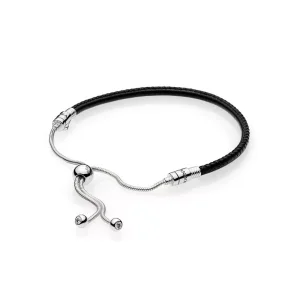 (bild till) PANDORA Moments Sliding Leather Armband, Black 597225CBK