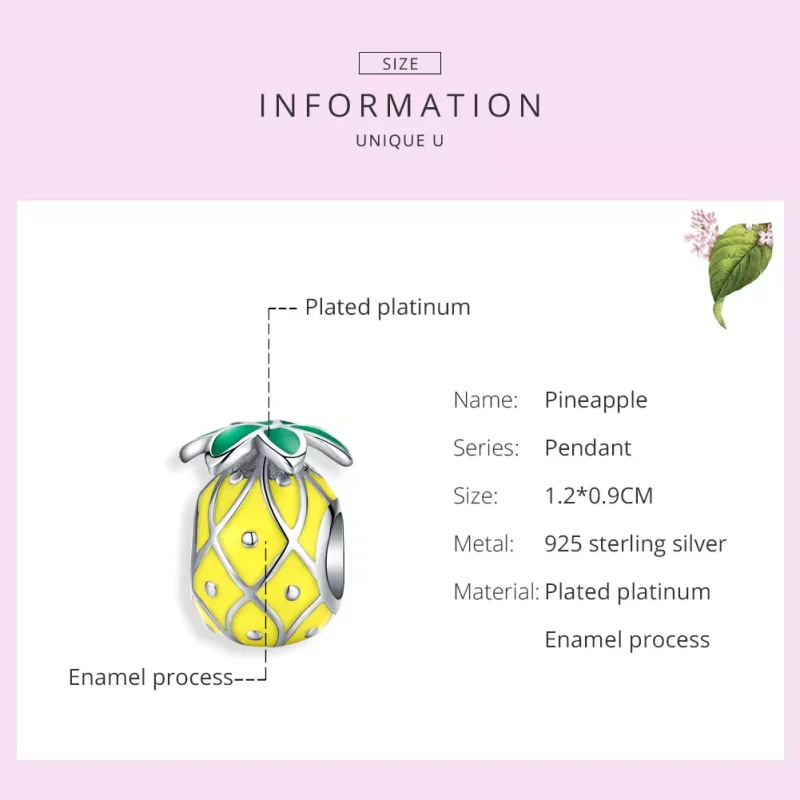 (bild till) Pandora Stil Berlock Ananas - Bsc128 - View 6