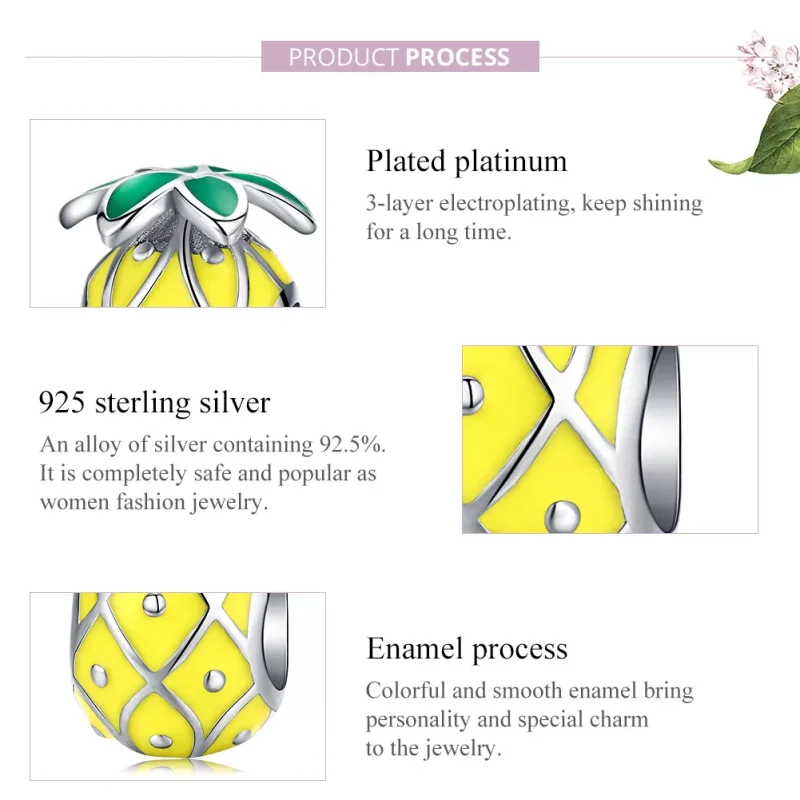 (bild till) Pandora Stil Berlock Ananas - Bsc128 - View 7