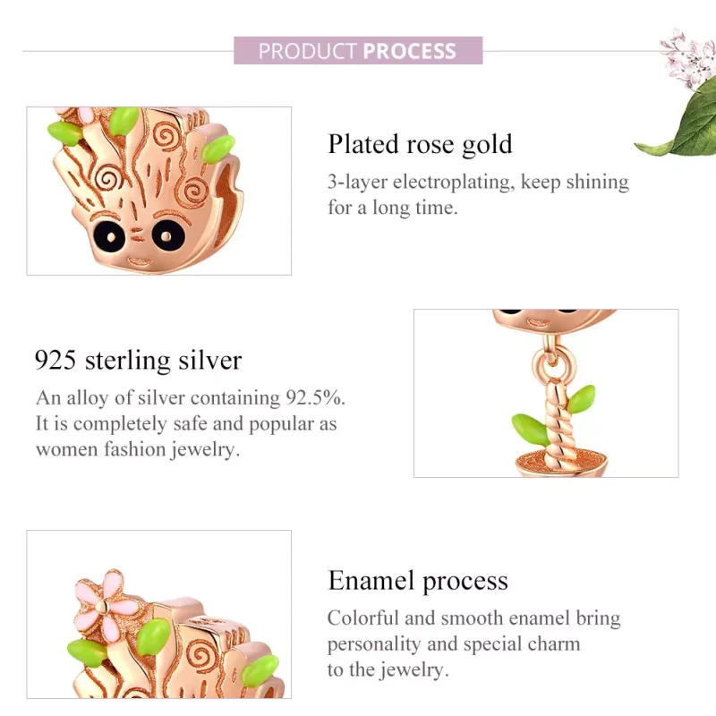 (bild till) Pandora Stil Berlock Baby Groot 14 Karat Roséguld - Bsc130 - View 7