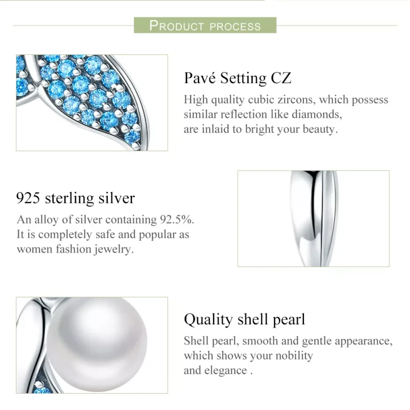 (bild till) Pandora Stil Berlock Beaded Mermaid Tail - Scc877 - View 6