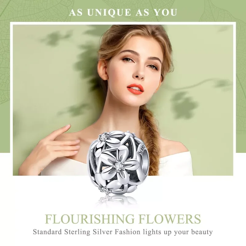 (bild till) Pandora Stil Berlock Blomma Form - Scc729 - View 6
