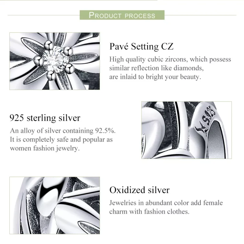 (bild till) Pandora Stil Berlock Blomma Form - Scc729 - View 7
