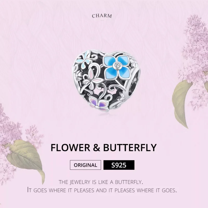 (bild till) Pandora Stil Berlock Blommor Och Fjärilar - Scc1836 - View 7