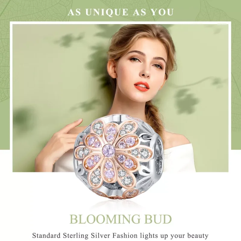 (bild till) Pandora Stil Berlock Blommor - Scc922 - View 6