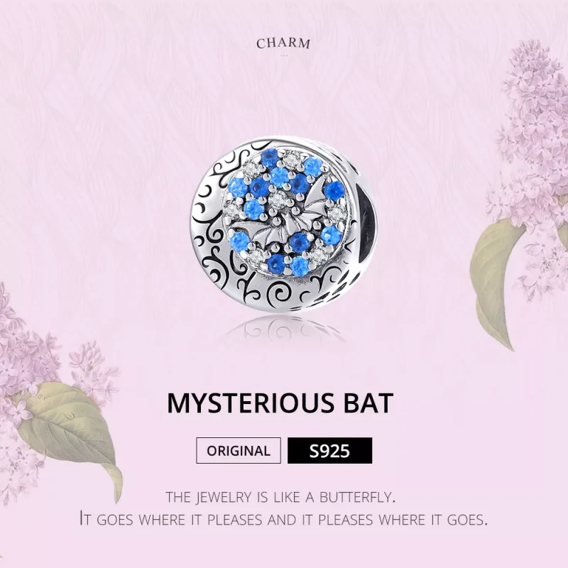 (bild till) Pandora Stil Berlock Blue Stone Mysterious Bat - Scc1554 - View 6