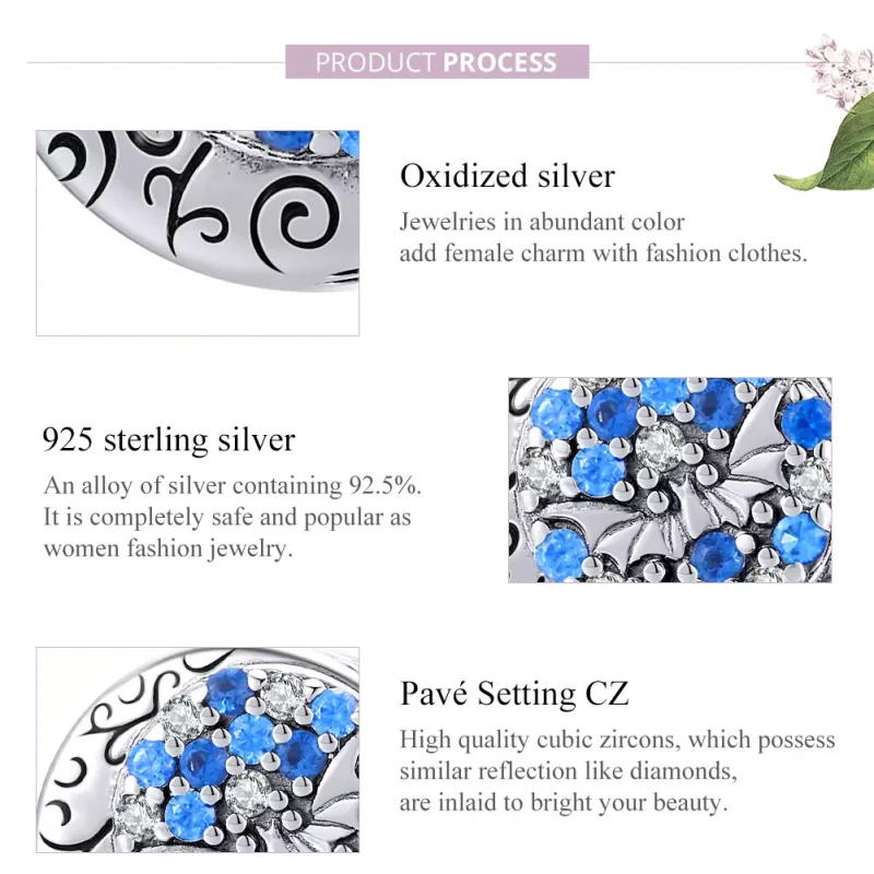 (bild till) Pandora Stil Berlock Blue Stone Mysterious Bat - Scc1554 - View 8