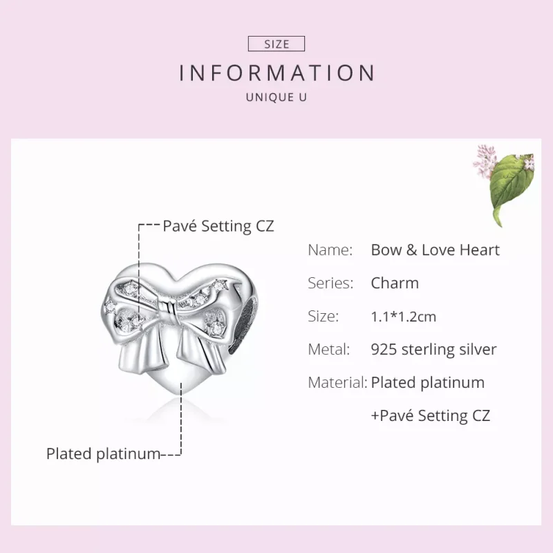 (bild till) Pandora Stil Berlock Bow & Love Heart - Bsc381 - View 7