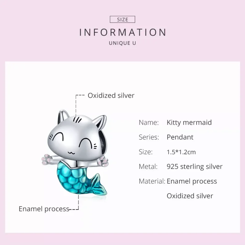 (bild till) Pandora Stil Berlock Cat Mermaid - Scc1852 - View 5