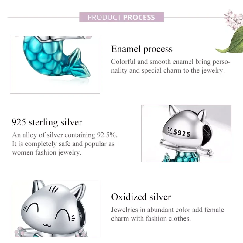 (bild till) Pandora Stil Berlock Cat Mermaid - Scc1852 - View 6