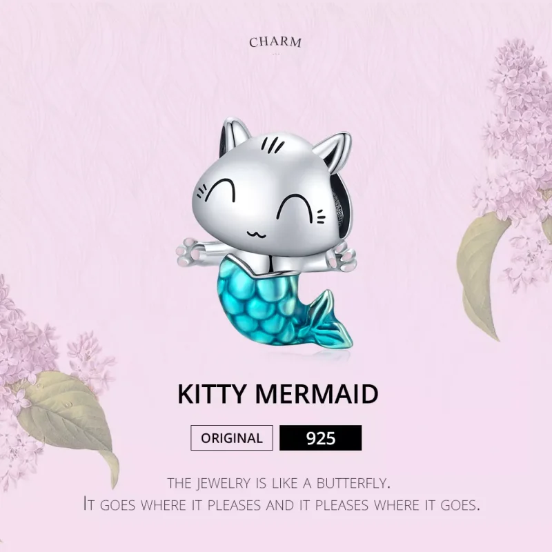 (bild till) Pandora Stil Berlock Cat Mermaid - Scc1852 - View 7