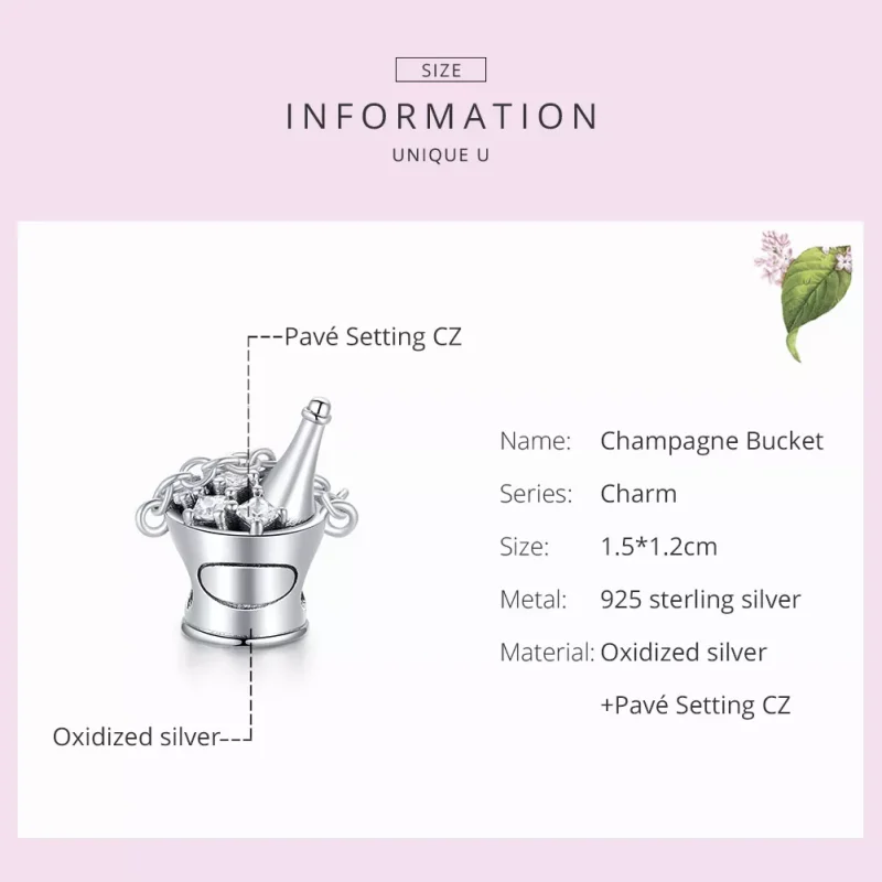 (bild till) Pandora Stil Berlock Champagne Hink - Scc1687 - View 7