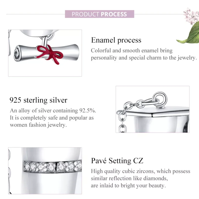 (bild till) Pandora Stil Berlock College Graduation Cap - Bsc357 - View 8