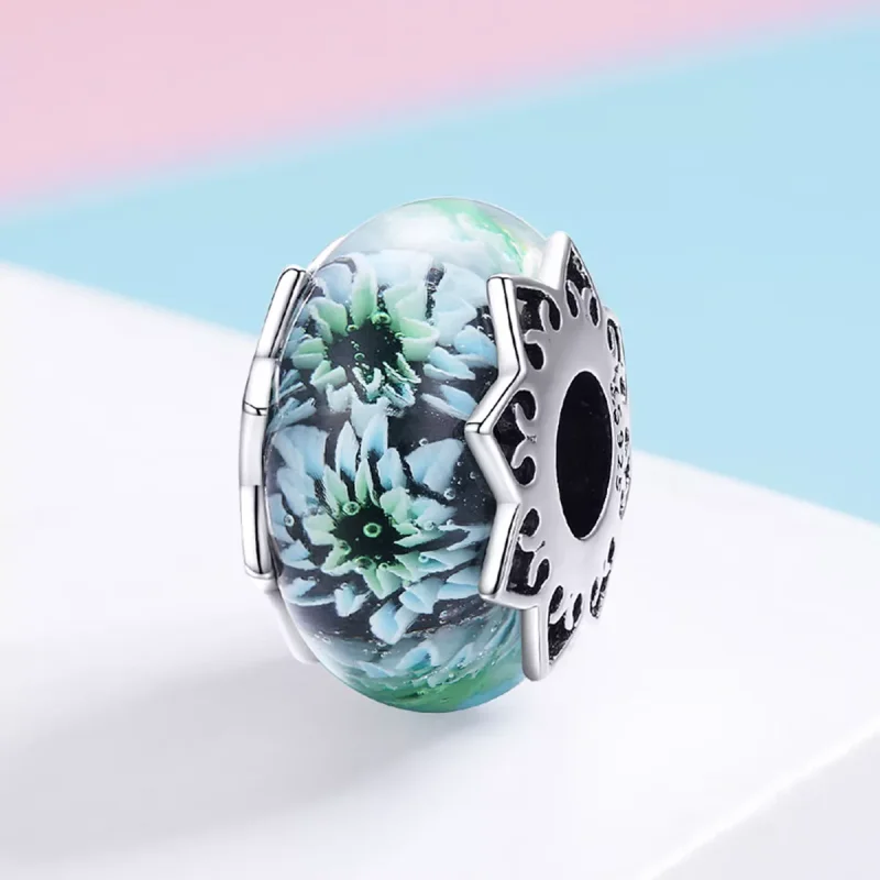 (bild till) Pandora Stil Berlock Cyan Krysantemum - Scc1011 - View 2