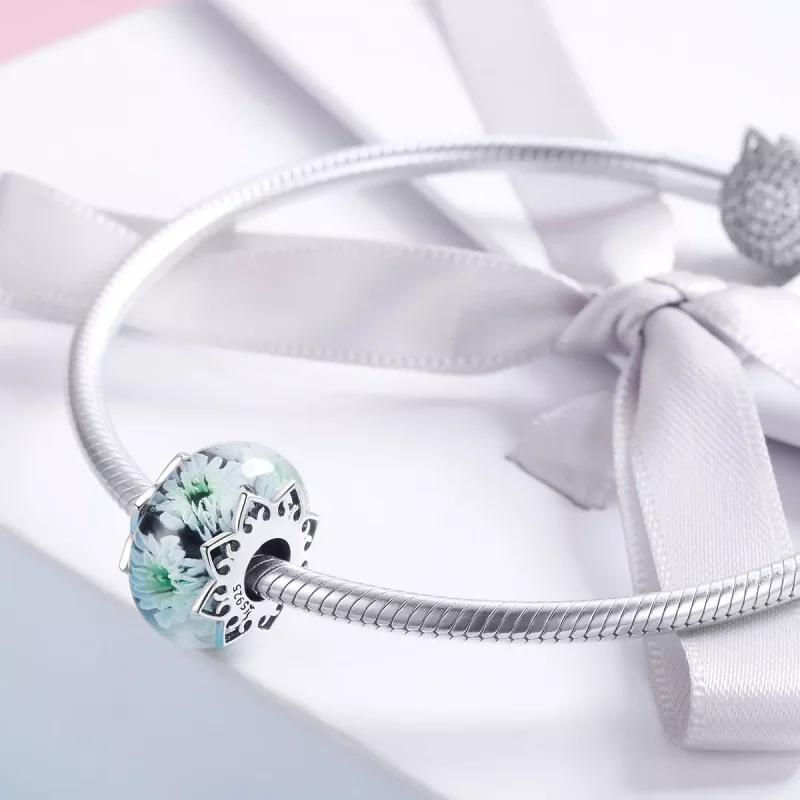 (bild till) Pandora Stil Berlock Cyan Krysantemum - Scc1011 - View 3